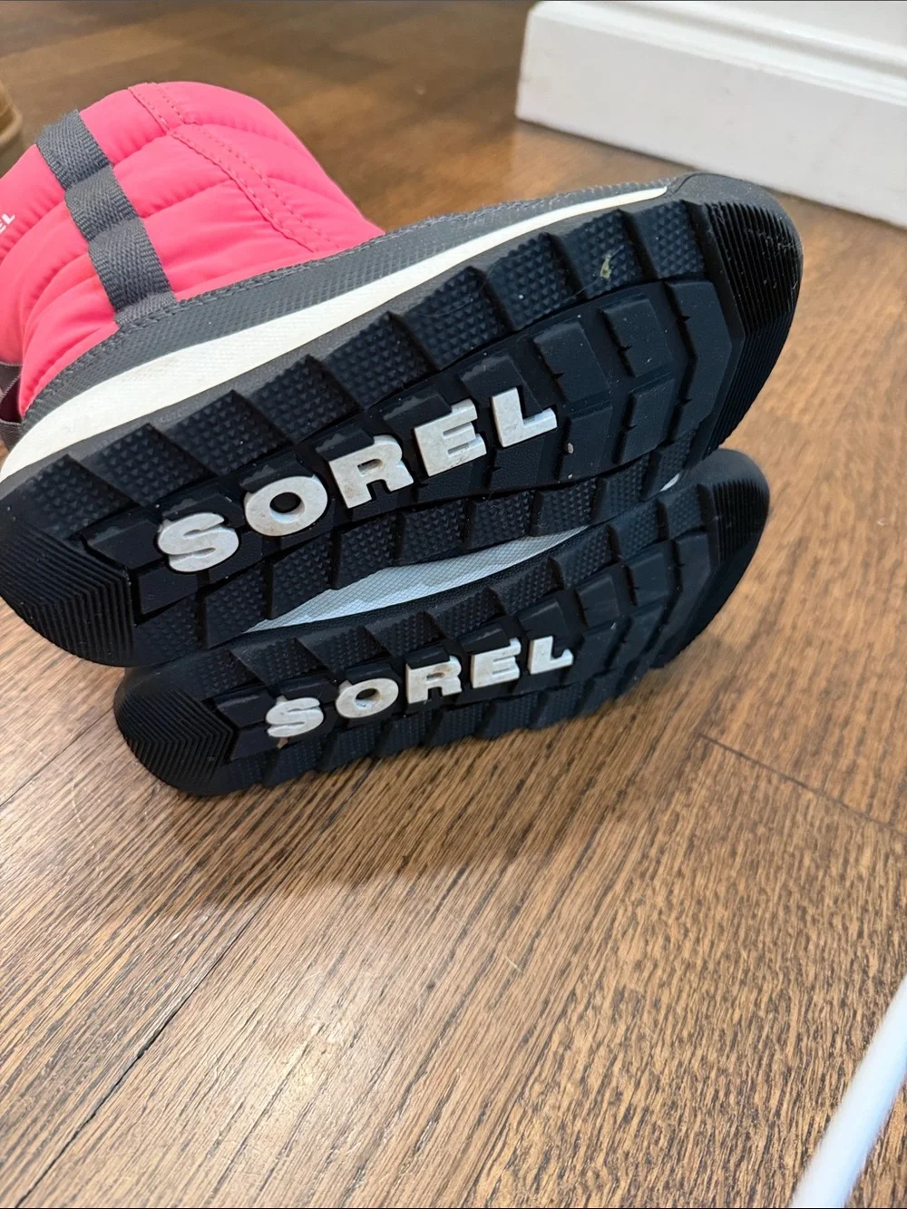 Sorel Kids Pink Winter Pull-On Boots with Black Trim